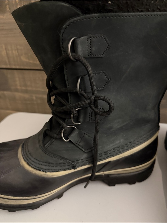 Sorel Black and Cream Caribou Waterproof Winter Boots main image 6